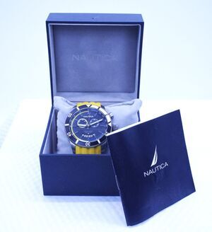 Nautica N17526G Sporty Chronograph Stainless Steel Mens Watch New Battery
